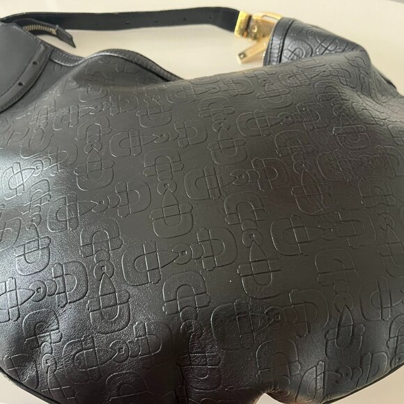 GUCCI - VINTAGE CRESCENT SHOULDER BAG - HOBO HORSBIT - EMBOSSED LEATHER - Picture 3 of 7